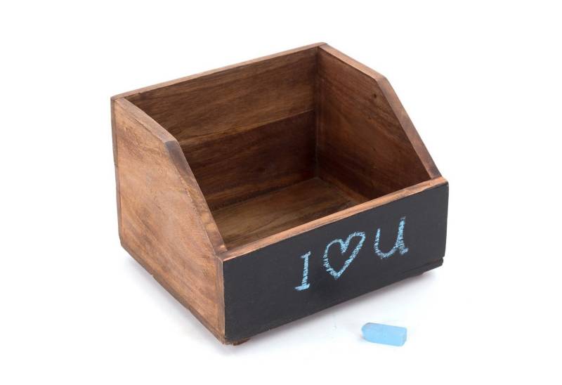 DESIGN DELIGHTS Aufbewahrungsbox BÜCHERBOX "LIBRO", mit Tafel, 24x21x16 cm (BxTxH), Holzablage von DESIGN DELIGHTS