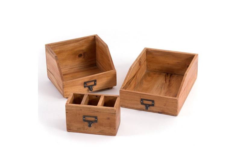 DESIGN DELIGHTS Aufbewahrungsbox SCHREIBTISCH ORGANIZER SET "OFFICE", 3-teilig, Altholz massiv, Farb von DESIGN DELIGHTS