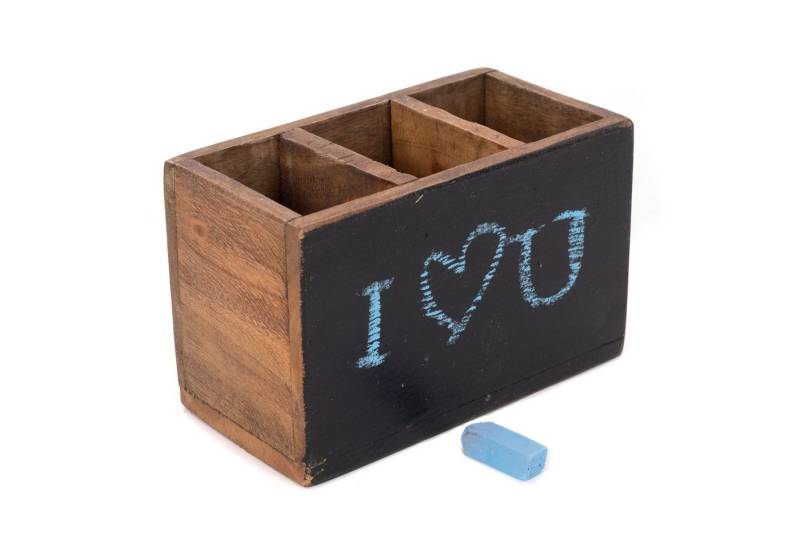 DESIGN DELIGHTS Aufbewahrungsbox STIFTEHALTER beschriftbar mit Tafel, Altholz massiv, 18x12x10 (TxHxB) von DESIGN DELIGHTS