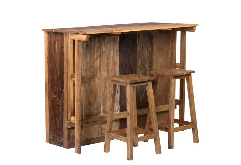 DESIGN DELIGHTS Barschrank BARSCHRANK "ARUBA", 140x110 cm (BxH), Holz Minibar mit 2 Hockern Abmessungen Bar (ca): 140x110x69 cm (BxHxT) von DESIGN DELIGHTS