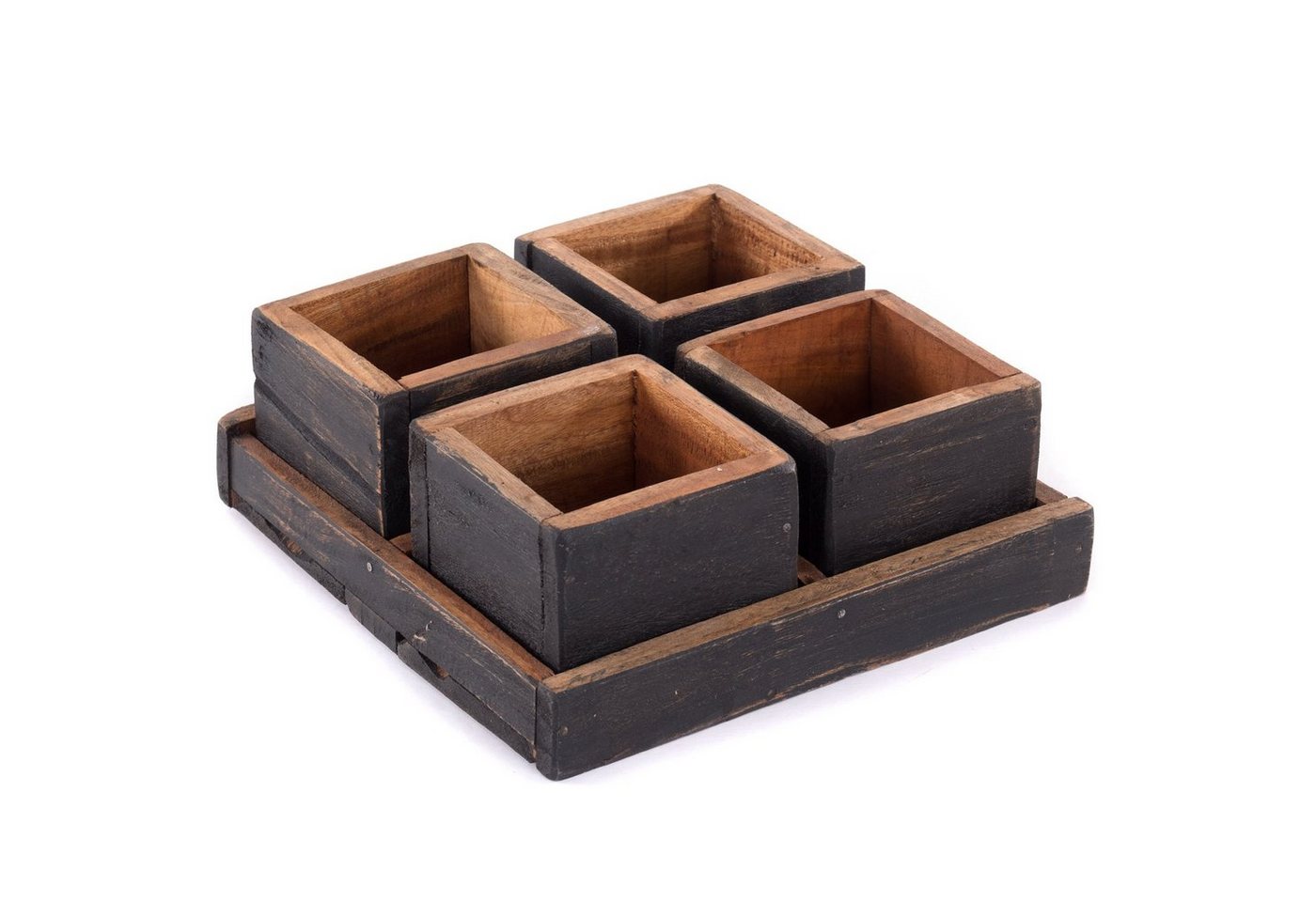 DESIGN DELIGHTS Dekoschale HOLZ AUFBEWAHRUNGSKISTEN CUBO", 24x9 cm (BxH), Mahagoni, Kistenset" von DESIGN DELIGHTS