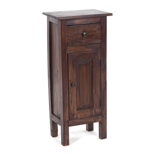 Holz FLURSCHRANK Plant 80" | 80x36x25cm (HxBxT), Mahagoni Recyclingholz | Shabby Chic Telefontisch | Farbe: 03 Dunkelbraun von DESIGN DELIGHTS