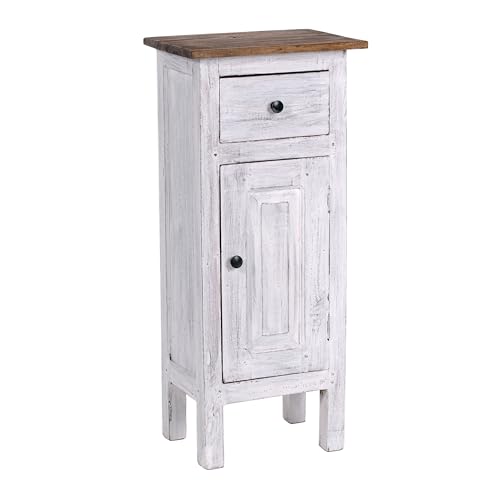 DESIGN DELIGHTS Holz FLURSCHRANK Plant 80" | 80x36x25cm (HxBxT), Mahagoni Recyclingholz | Shabby Chic Telefontisch | Farbe: 05 weiß-Natur von DESIGN DELIGHTS