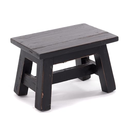 DESIGN DELIGHTS Holz HOCKER Monte | 30x20x21 cm (BxTxH), Mahagoni Massivholz | Rustikaler Blumenhocker, Pflanzenhocker, Beistellhocker, Dekohocker, Schemel | Farbe: 09 Voodoo - schwarz von DESIGN DELIGHTS