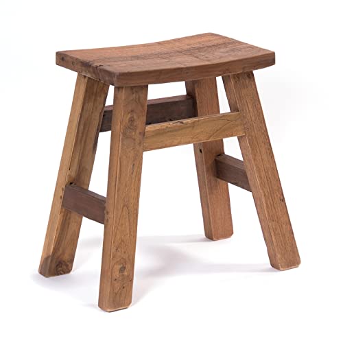 DESIGN DELIGHTS Holz HOCKER Noah | Mahagoni & Teakholz, 50x50x30 cm | Pflanzenhocker, Beistellhocker, Sitzhocker, Teakhocker von DESIGN DELIGHTS