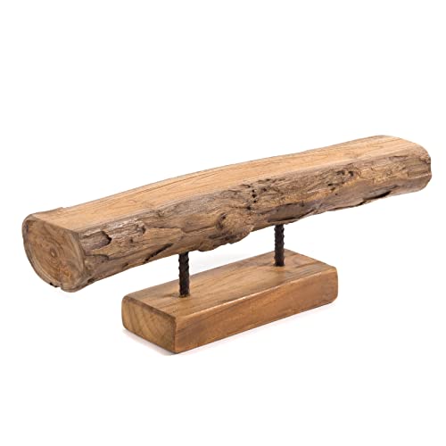 DESIGN DELIGHTS KERZENSTÄNDER Lumio | Mahagoni, 62x17x10 cm (LxHxT) | Rustikaler Kerzenhalter, Kerzenboard, Holzskulptur, Holzstamm, Dekoboard von DESIGN DELIGHTS
