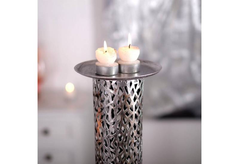 DESIGN DELIGHTS Kerzenständer RIESEN KERZENSTÄNDER "ETERNAL II", Metall 100cm, antik-silber, Säule von DESIGN DELIGHTS