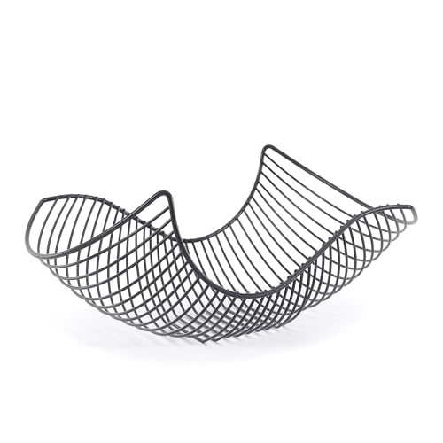 DESIGN DELIGHTS OBSTKORB Salomon | 37x27x15cm (LxBxH), Metall schwarz matt | geschwungene Obstschale, Brotkorb, Brötchenkorb von DESIGN DELIGHTS