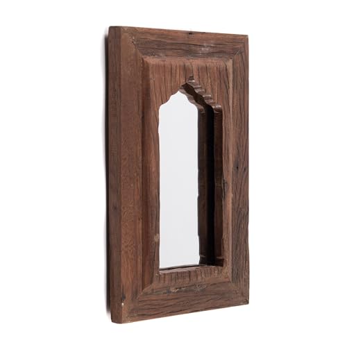 DESIGN DELIGHTS Orient WANDSPIEGEL Sara | 40 cm, Mahagoni Holz | Rechteckiger Spiegel, marokkanischer Flurspiegel, orientalischer Holzspiegel von DESIGN DELIGHTS