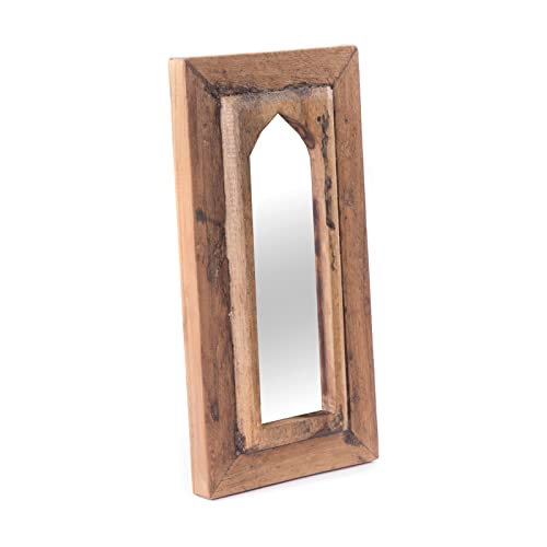 DESIGN DELIGHTS Orient WANDSPIEGEL Yara | Mahagoni & Teak Holz, 40 cm | Spiegel mit marokkanischem Flair, Rechteckiger Flurspiegel, orientalischer Holzspiegel von DESIGN DELIGHTS