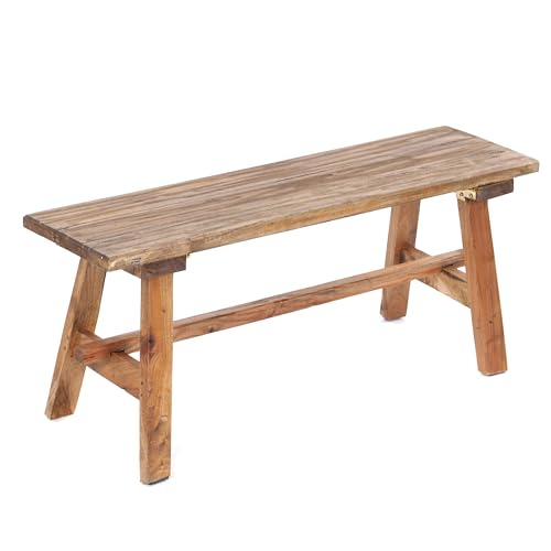 DESIGN DELIGHTS Vintage HOLZBANK Anzio 90x26x39cm(LxBxH), rustikale Sitzbank Altholz Look Holzbank von DESIGN DELIGHTS