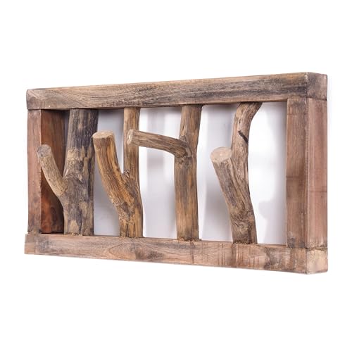 DESIGN DELIGHTS RUSTIKALE WANDGARDEROBE LIMB | 45x23x~10-13 cm (BxHxT), Treibholz | Hakenleiste | Farbe: 01 natur-vintage von DESIGN DELIGHTS