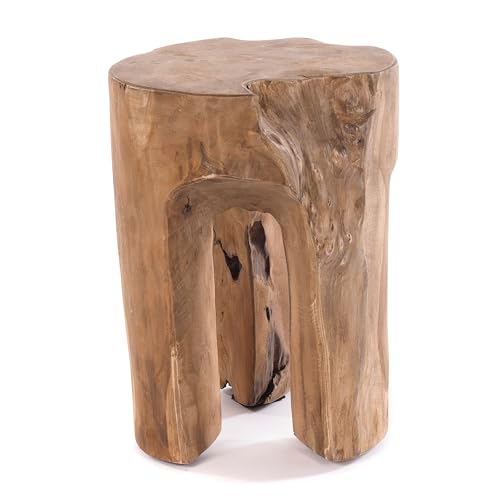 DESIGN DELIGHTS RUSTIKALER BAUMSTAMM HOCKER Log | 41x29x29 cm (HxBxT), Altholz, Natur | Sitzhocker von DESIGN DELIGHTS