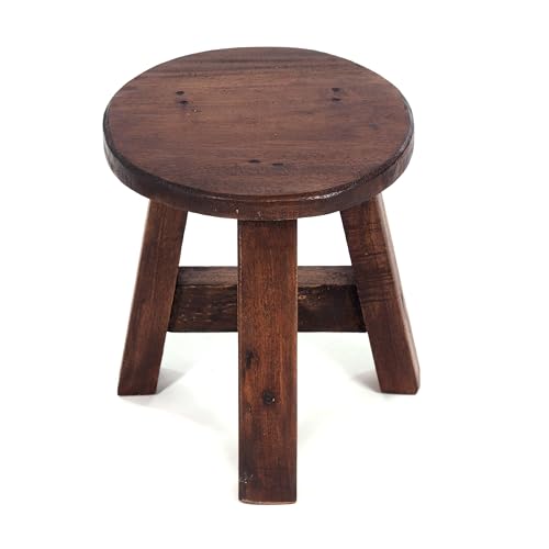 DESIGN DELIGHTS RUSTIKALER Holz SITZHOCKER Bern | 23x20x20cm (HxBxT), Mahagoni massiv | Schemel, Holzhocker, Beistelltisch, Pflanzenhocker | Farbe: 02 Hellbraun von DESIGN DELIGHTS