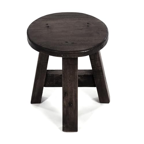 DESIGN DELIGHTS RUSTIKALER Holz SITZHOCKER Bern | 23x20x20cm (HxBxT), Mahagoni massiv | Schemel, Holzhocker, Beistelltisch, Pflanzenhocker | Farbe: 03 Dunkelbraun von DESIGN DELIGHTS