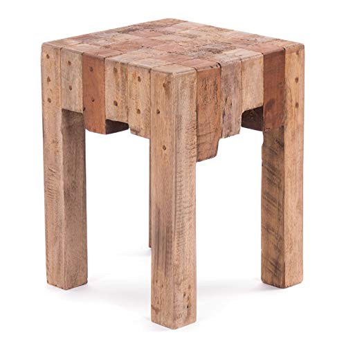 DESIGN DELIGHTS RUSTIKALER Holz SITZHOCKER Natura | 40x30x30cm (HxBxT), Altholz massiv | Schemel aus Holz, Holzhocker | Farbe: 01 Natur-Vintage von DESIGN DELIGHTS