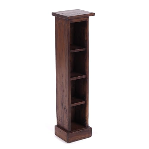 DESIGN DELIGHTS RUSTIKALES Holz CD Regal CD Tower | Mahagoni Massivholz, 76x15,5x16cm (HxBxT) | Holzregal mit 4 Fächern, CD Aufbewahrung | Farbe: 02 Hellbraun von DESIGN DELIGHTS