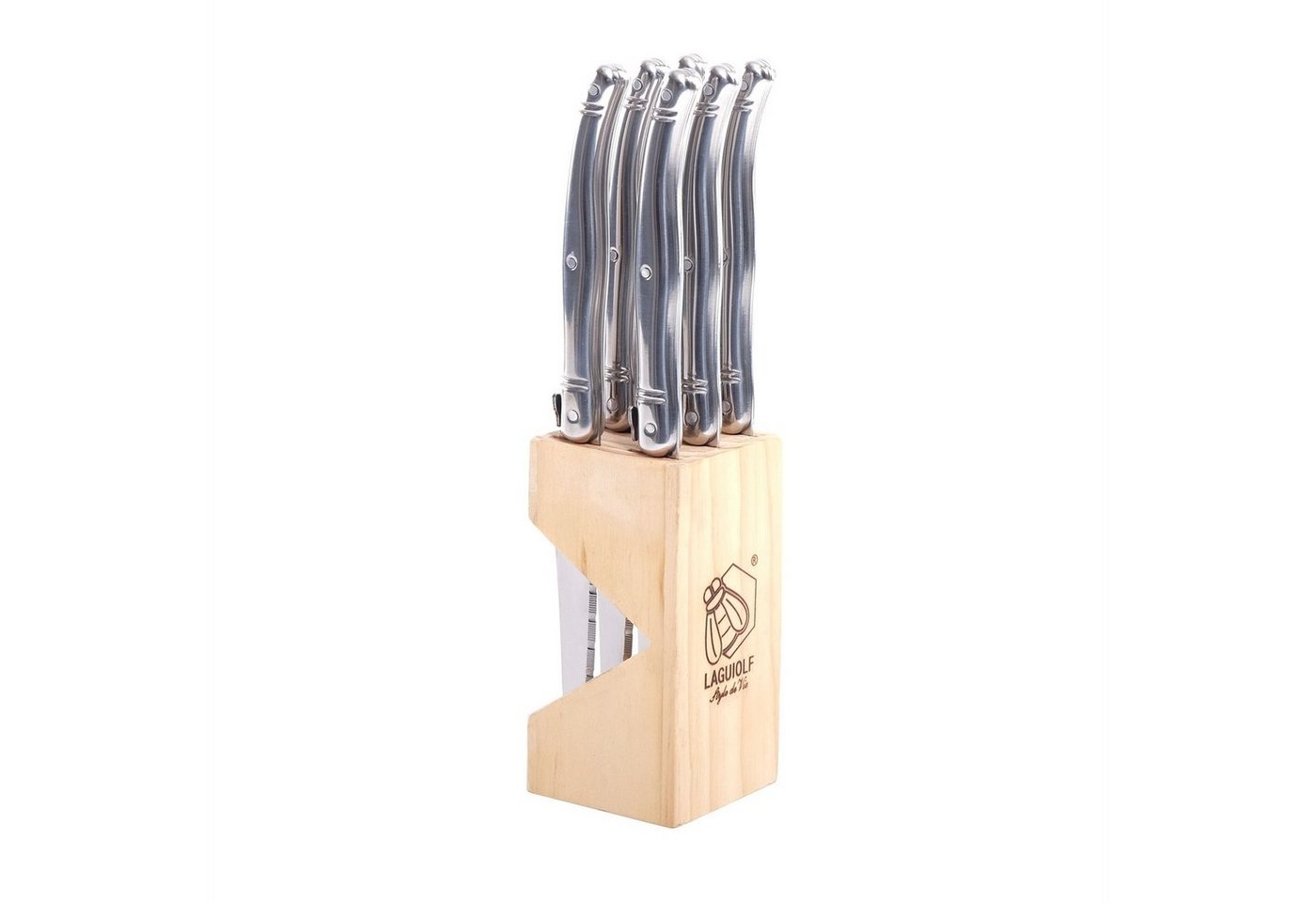 DESIGN DELIGHTS Steakmesser Steakmesser-Set im Block SUCCESSO", Edelstahl, silberfarben,6 Messer" von DESIGN DELIGHTS