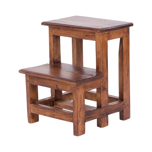 DESIGN DELIGHTS TRITTLEITER Step| 46x37x37 cm (HxBxT), Recycling Holz, zweistufig | Holz Hocker, Haushaltstritt, Tritthocker, Stufenhocker von DESIGN DELIGHTS