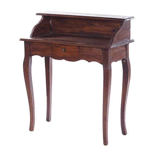 DESIGN DELIGHTS Vintage MASSIVHOLZ SEKRETÄR Napoleon | 80x92x40cm (BxHxT), Mahagoni, Shabby Style Konsolentisch | Schreibtisch im Vintage Stil | Farbe: 03 Dunkelbraun von DESIGN DELIGHTS