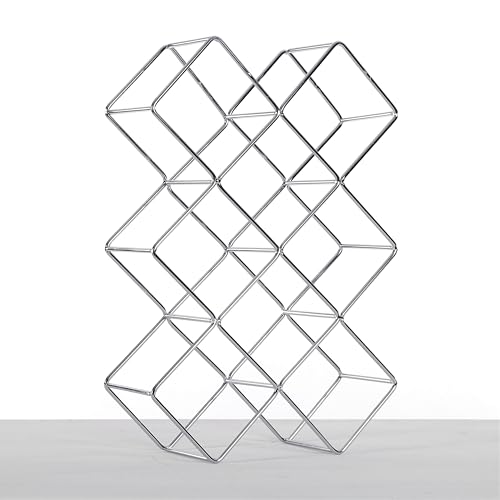 DESIGN DELIGHTS WEINFLASCHENHALTER Quadrat | Metall, Silber, 46 cm | Weinständer, Weinregal von DESIGN DELIGHTS