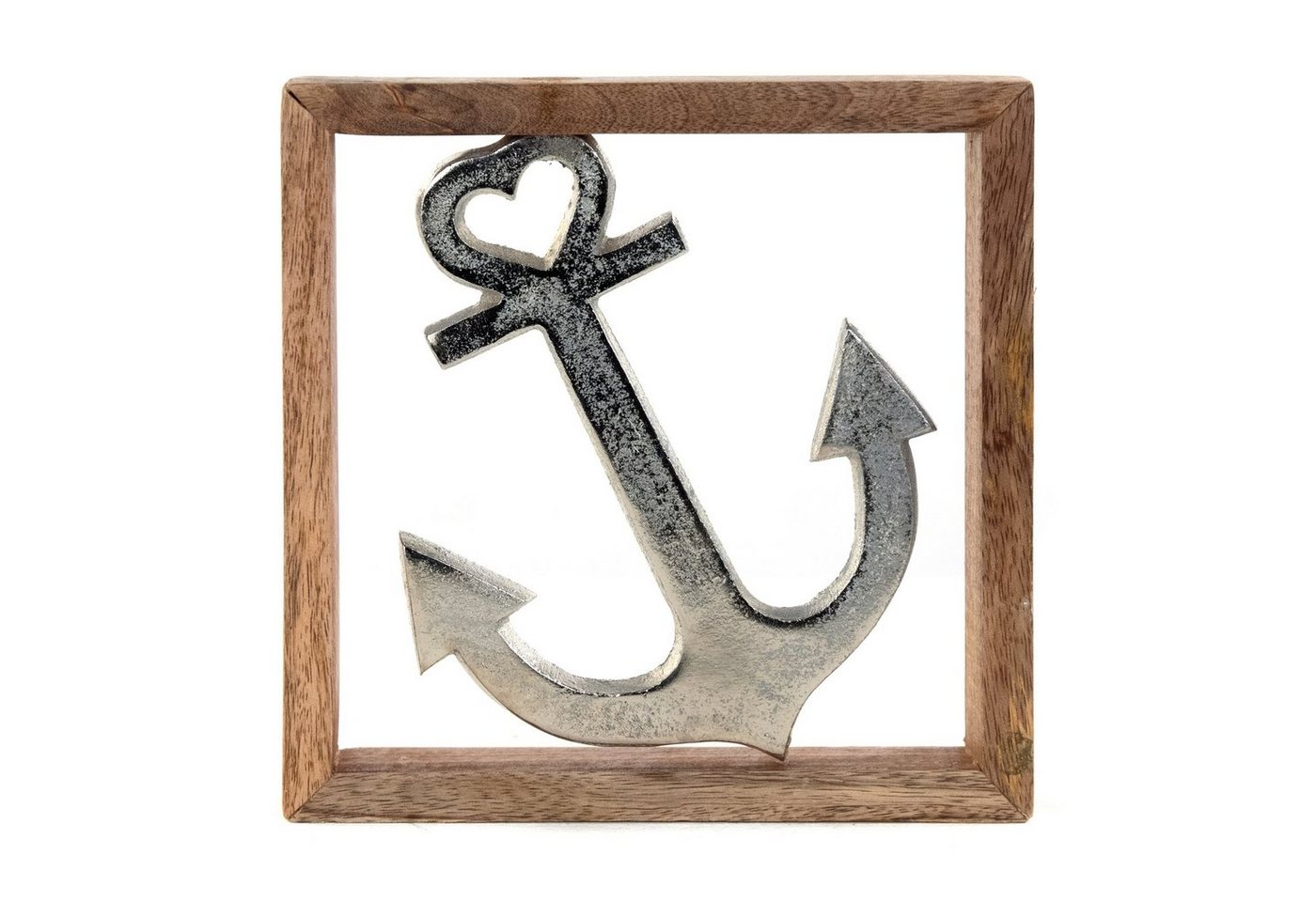 DESIGN DELIGHTS Wandbild METALL WANDBILD, 20 cm, Metall, Mangoholz, Wanddeko mit Muster, Anker von DESIGN DELIGHTS