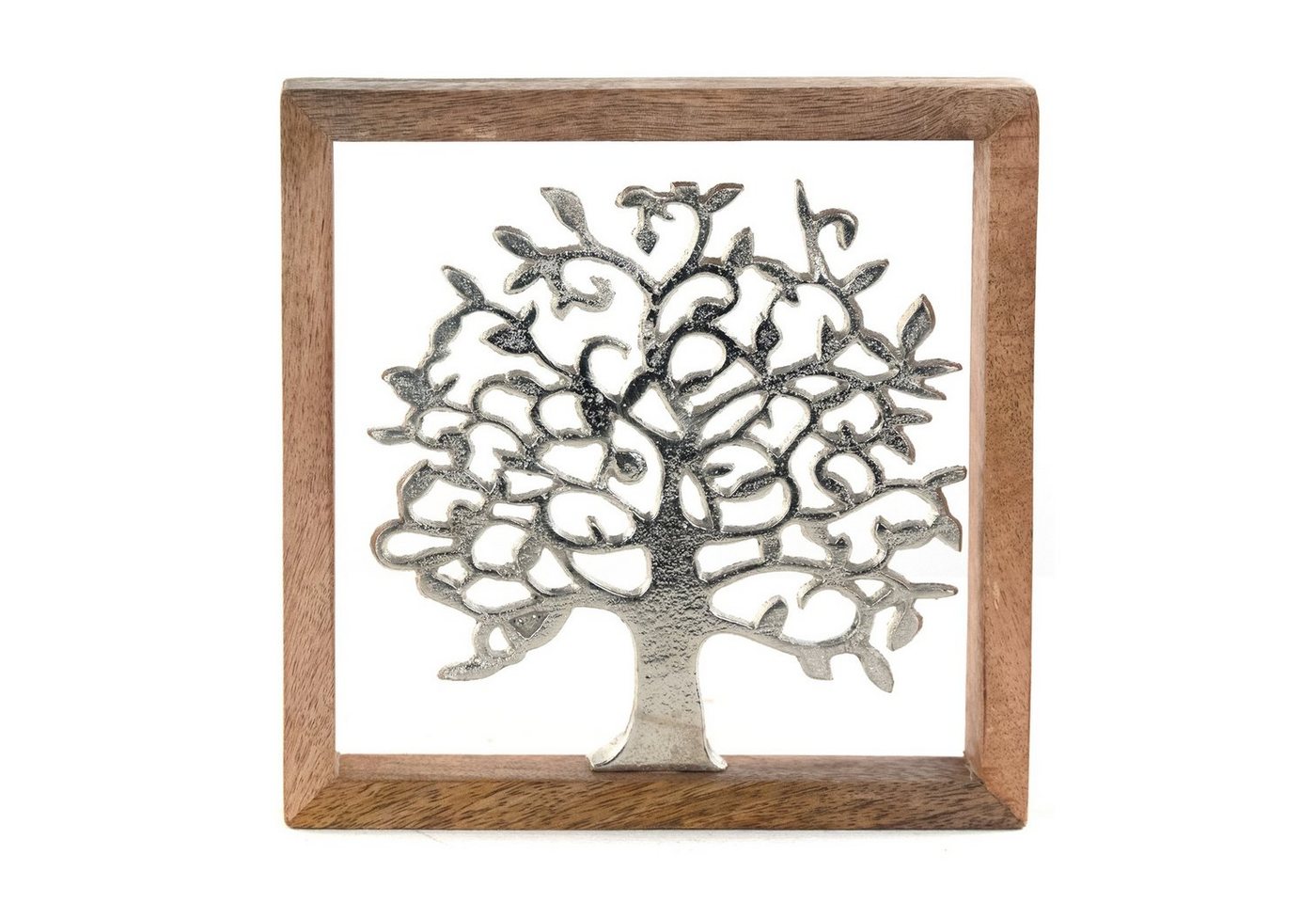 DESIGN DELIGHTS Wandbild METALL WANDBILD, 20 cm, Metall, Mangoholz, Wanddeko mit Muster, Lebensbaum von DESIGN DELIGHTS