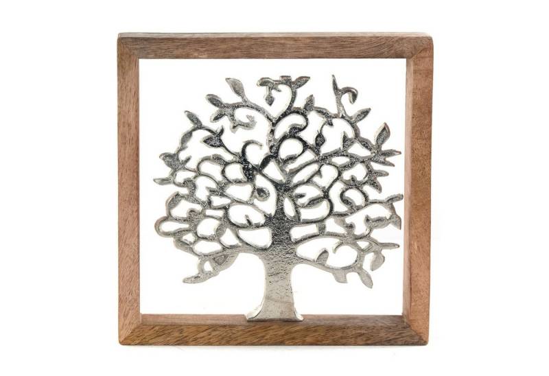 DESIGN DELIGHTS Wandbild METALL WANDBILD, 20 cm, Metall, Mangoholz, Wanddeko mit Muster, Lebensbaum von DESIGN DELIGHTS