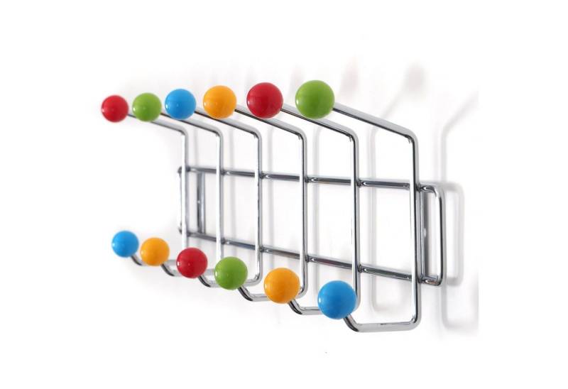 DESIGN DELIGHTS Wandgarderobe Garderobenleiste COLOUR BALL SILBER farbenfrohe Wandgarderobe 12Kugeln von DESIGN DELIGHTS