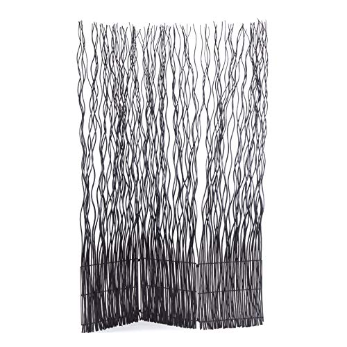 DESIGN DELIGHTS Weiden RAUMTEILER Wave 3 | 170x120 cm (HxB), Weidenholz | 3-teilige Trennwand, Paravent, Zweig Raumtrenner | Farbe: schwarz von DESIGN DELIGHTS