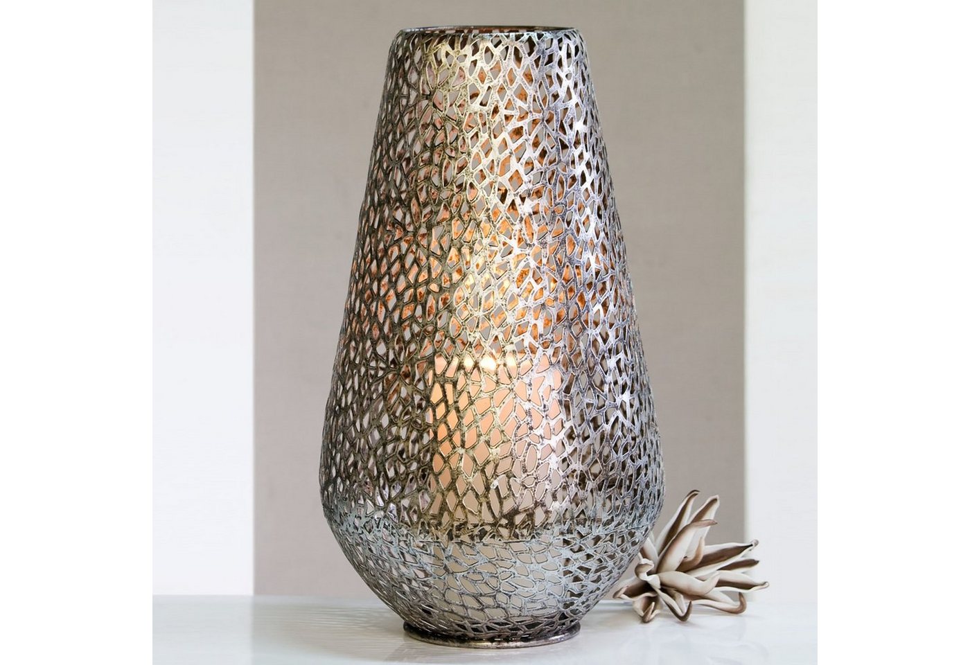 DESIGN DELIGHTS Windlicht BODENWINDLICHT PLATA", 46 cm, Metall, großes Windlicht" von DESIGN DELIGHTS