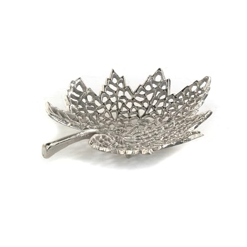 Deko Schale Leaf | Metall, Silber, 2 Größen | Schale im Blatt Design, Servierschale, siberne Blattschale | Muster: klein von DESIGN DELIGHTS