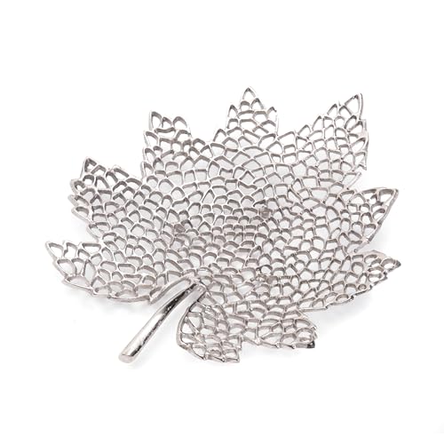 Deko Schale Leaf | Metall, Silber, 2 Größen | Schale im Blatt Design, Servierschale, siberne Blattschale | Muster: groß von DESIGN DELIGHTS