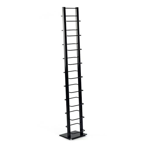Design CD Regal Tower | 138x20 cm (HxB), Metall mit Glasfuß | stilvolle CD Aufbewahrung, Retro CD Rack für ca 126 CDs, CD Ständer | Farbe: schwarz von DESIGN DELIGHTS