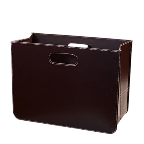 Design ZEITUNGSKORB Business | Kunstleder, 40,5x30,5x19,5 cm (BxHxT), Braun | Faltbarer Zeitschriftenhalter, edle Zeitungsbox, Zeitungsständer, Zeitungssammler von DESIGN DELIGHTS
