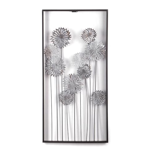 DESIGN DELIGHTS EINZIGARTIGE WANDDEKO Pure Flowers | Metall, 62 cm, Silber/braun | Wanddekoration Blumen von DESIGN DELIGHTS