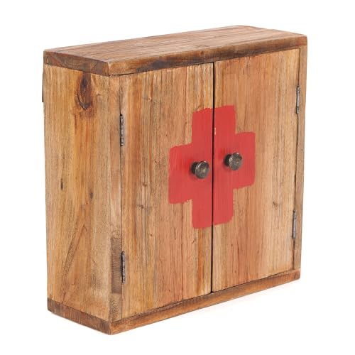 MEDIZINSCHRANK Medic 35 | 35x35x13cm (HxBxT), Mahagoni | Wandschrank im Shabby Chick Design, Arzneischrank, Erste Hilfe Schrank aus Holz | Farbe: 01 Natur-Vintage von DESIGN DELIGHTS