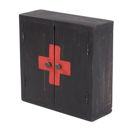 MEDIZINSCHRANK Medic 35 | 35x35x13cm (HxBxT), Mahagoni | Wandschrank im Shabby Chick Design, Arzneischrank, Erste Hilfe Schrank aus Holz | Farbe: 04 schwarz-Natur von DESIGN DELIGHTS