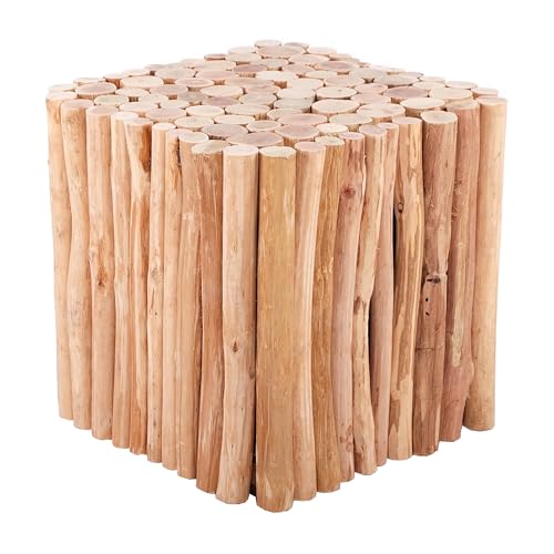 RUSTIKALER Design Holz HOCKER Eiger | 30 cm, eckig, Sitzhocker | Holzhocker von DESIGN DELIGHTS