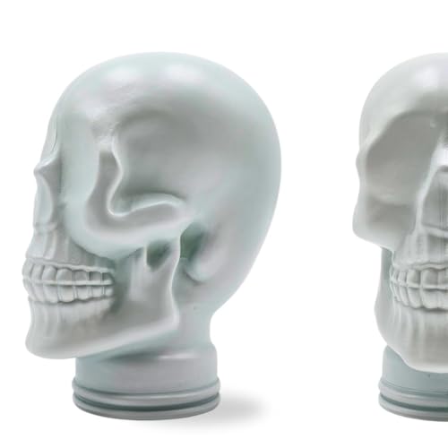 Stabiler Glaskopf Totenkopf - Kopfhörerständer & Deko-Schädel - Glas Skull Dekoobjekt Finishes- Farbe: M02 Weiss von DESIGN DELIGHTS