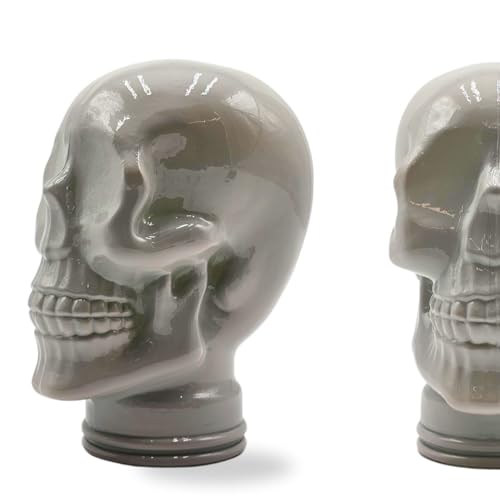 Stabiler Glaskopf Totenkopf - Kopfhörerständer & Deko-Schädel - Glas Skull Dekoobjekt Finishes - Farbe: OP3 hellgrau von DESIGN DELIGHTS