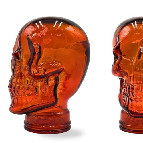 Stabiler Glaskopf Totenkopf - Kopfhörerständer & Deko-Schädel - Glas Skull Dekoobjekt Finishes - Farbe: T04 hot orange von DESIGN DELIGHTS