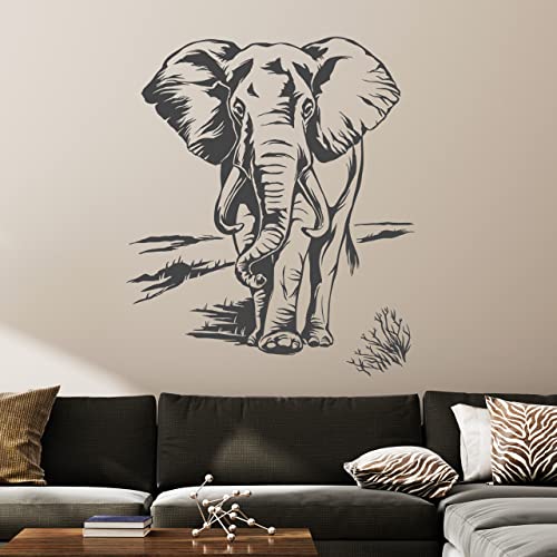 DESIGNSCAPE® Wandtattoo Afrikanischer Elefant | Tier Wanddeko | Farbe: braun | Größe: mittel (77 x 90 cm) von DESIGNSCAPE