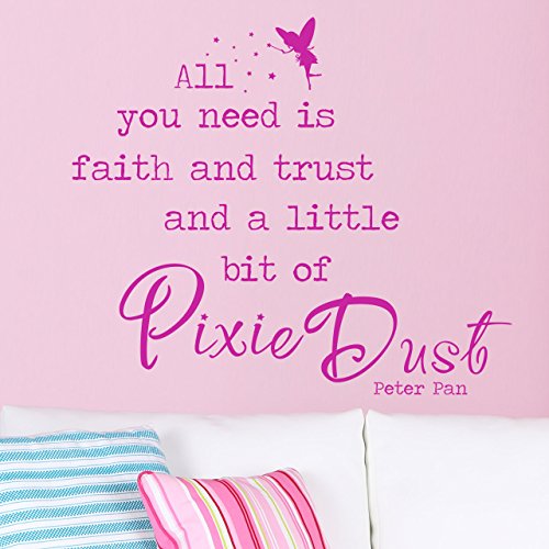DESIGNSCAPE® Wandtattoo All you need is faith and trust an a little bit of Pixie Dust - Peter Pan Zitat | Farbe: creme | Größe: groß (120 x 103 cm) von DESIGNSCAPE