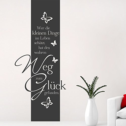 DESIGNSCAPE® Wandtattoo Banner Weg zum Glück: Wer die kleinen Dinge im Leben schätzt, hat den wahren Weg zum Glück gefunden, Wandbanner | Farbe: dunkelgrau | Größe: mittel (85 x 200 cm) von DESIGNSCAPE