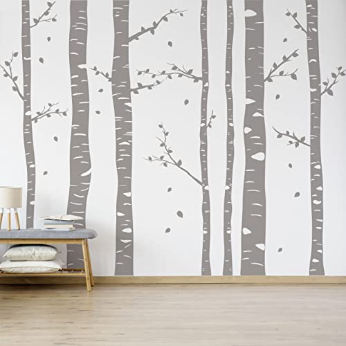 DESIGNSCAPE® Wandtattoo Birkenwald | Wald mit Birken | Farbe: silber | Größe: klein (152 x 120 cm) von DESIGNSCAPE