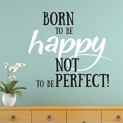 DESIGNSCAPE® Wandtattoo Born to be happy, not to be perfect! - Zweifarbiger Wandtattoo Spruch | Farbe 1: flieder | Größe: mittel (90 x 81 cm) von DESIGNSCAPE