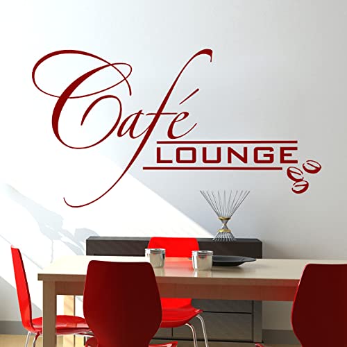 DESIGNSCAPE® Wandtattoo Café Lounge mit Kaffeebohnen | Farbe: dunkelrot | Größe: mittel (70 x 38 cm) von DESIGNSCAPE
