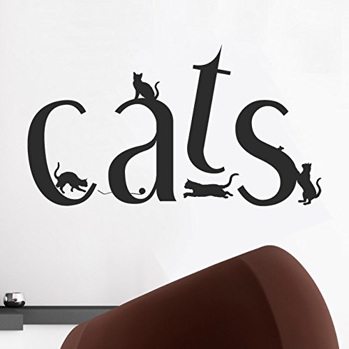 DESIGNSCAPE® Wandtattoo Cats Katzen | Farbe: schwarz | Größe: groß (120 x 67 cm) von DESIGNSCAPE