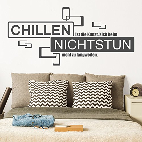 DESIGNSCAPE® Wandtattoo Chillen ist die Kunst, sich beim Nichtstun nicht zu langweilen im Retrodesign | Farbe: dunkelgrau | Größe: klein (80 x 37 cm) von DESIGNSCAPE